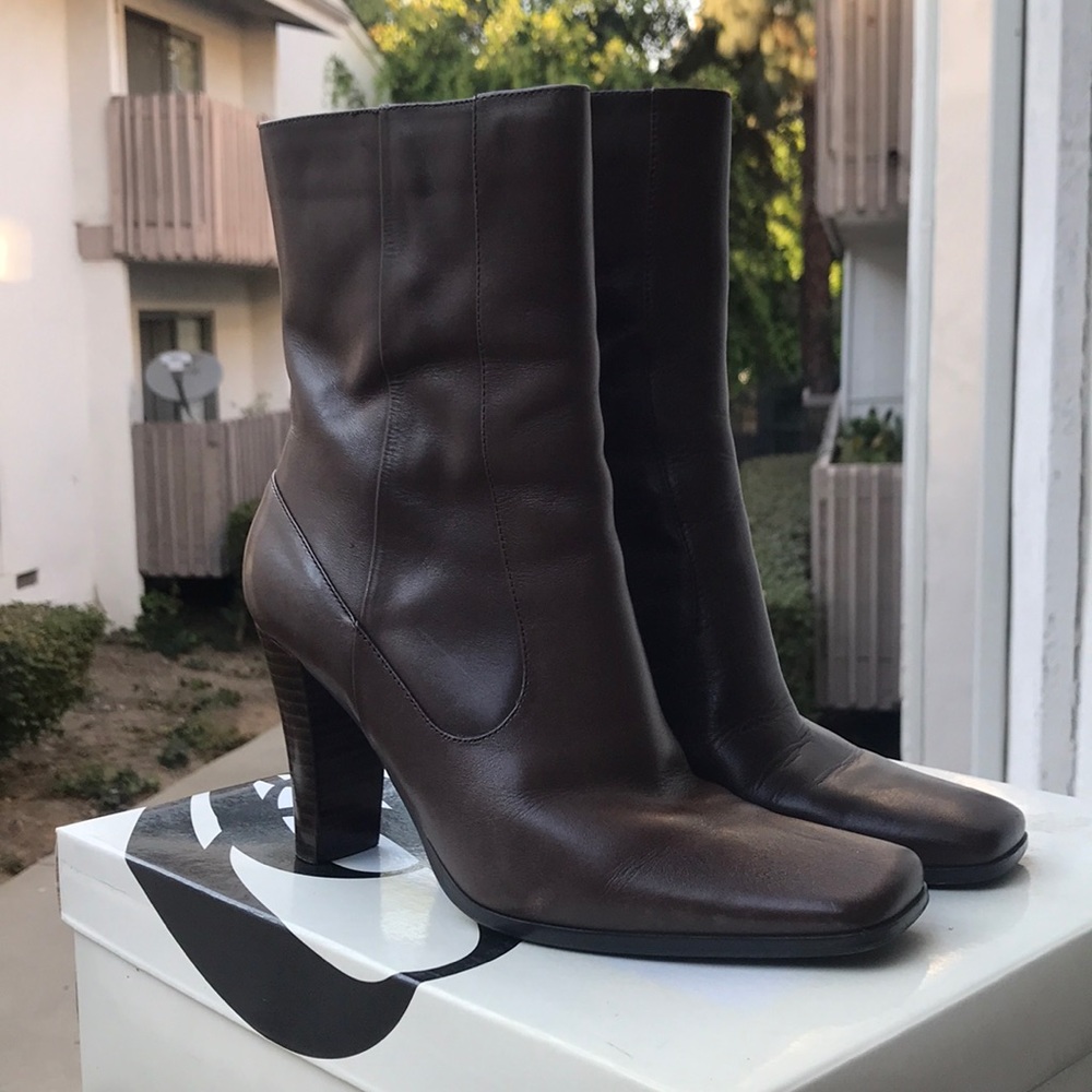 Brown leather boots